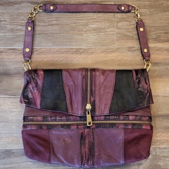 STEVEN by Steve Madden Leather & Suede Fold-Over Shoulder Crossbody Handbag - Picture 2 of 12